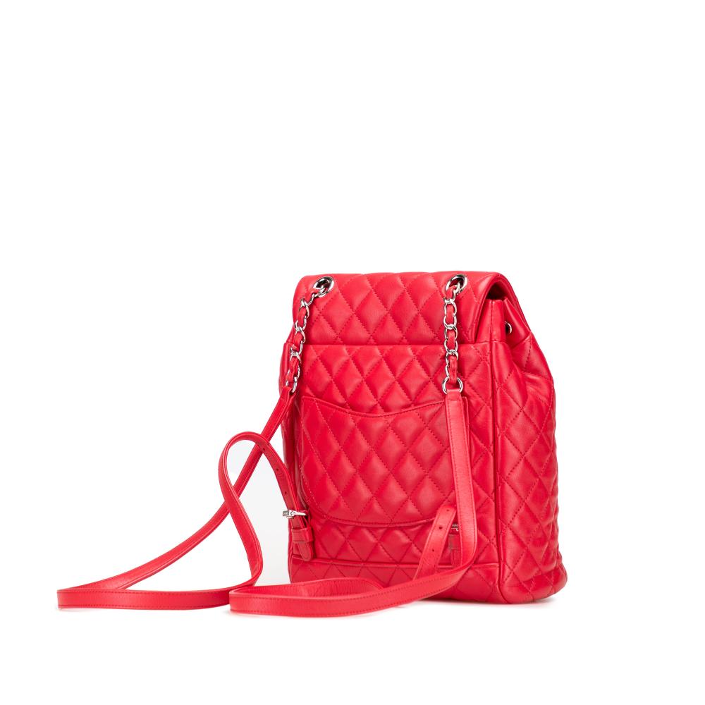 Chanel B Chanel Red Lambskin Leather Leather Small Lambskin Urban Spirit Backpack Italy