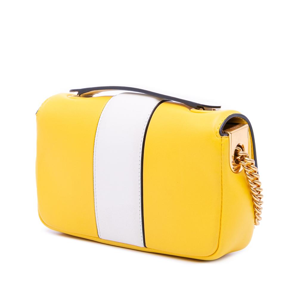 Fendi B Fendi Yellow Nappa Leather Leather Mini Bicolor Nappa Apolo Chain Baguette Shoulder Bag Italy