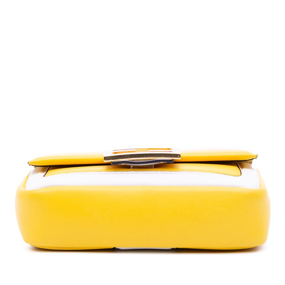 Fendi B Fendi Yellow Nappa Leather Leather Mini Bicolor Nappa Apolo Chain Baguette Shoulder Bag Italy