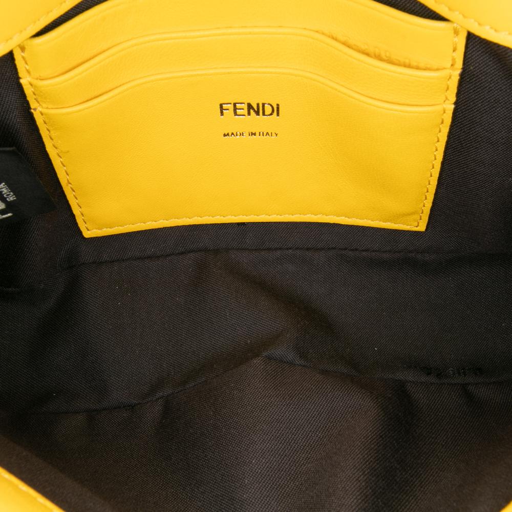 Fendi B Fendi Yellow Nappa Leather Leather Mini Bicolor Nappa Apolo Chain Baguette Shoulder Bag Italy