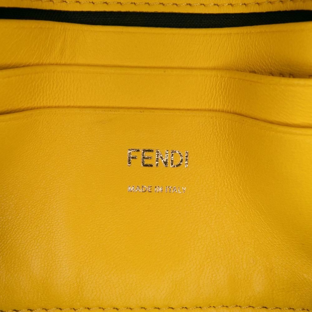 Fendi B Fendi Yellow Nappa Leather Leather Mini Bicolor Nappa Apolo Chain Baguette Shoulder Bag Italy