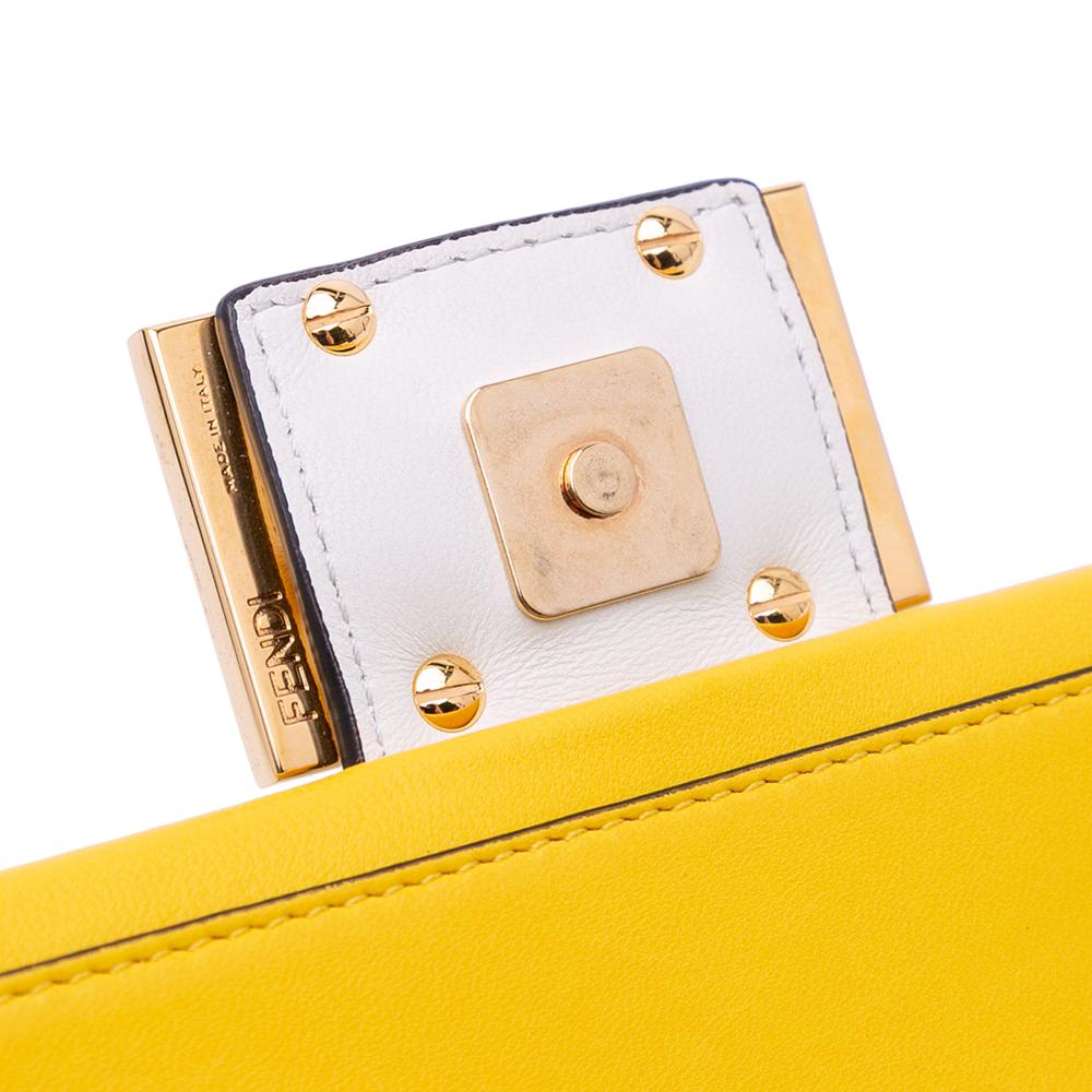 Fendi B Fendi Yellow Nappa Leather Leather Mini Bicolor Nappa Apolo Chain Baguette Shoulder Bag Italy