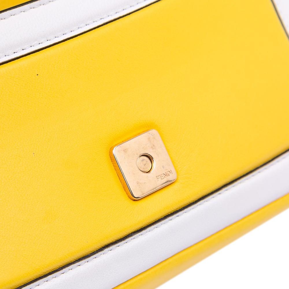 Fendi B Fendi Yellow Nappa Leather Leather Mini Bicolor Nappa Apolo Chain Baguette Shoulder Bag Italy