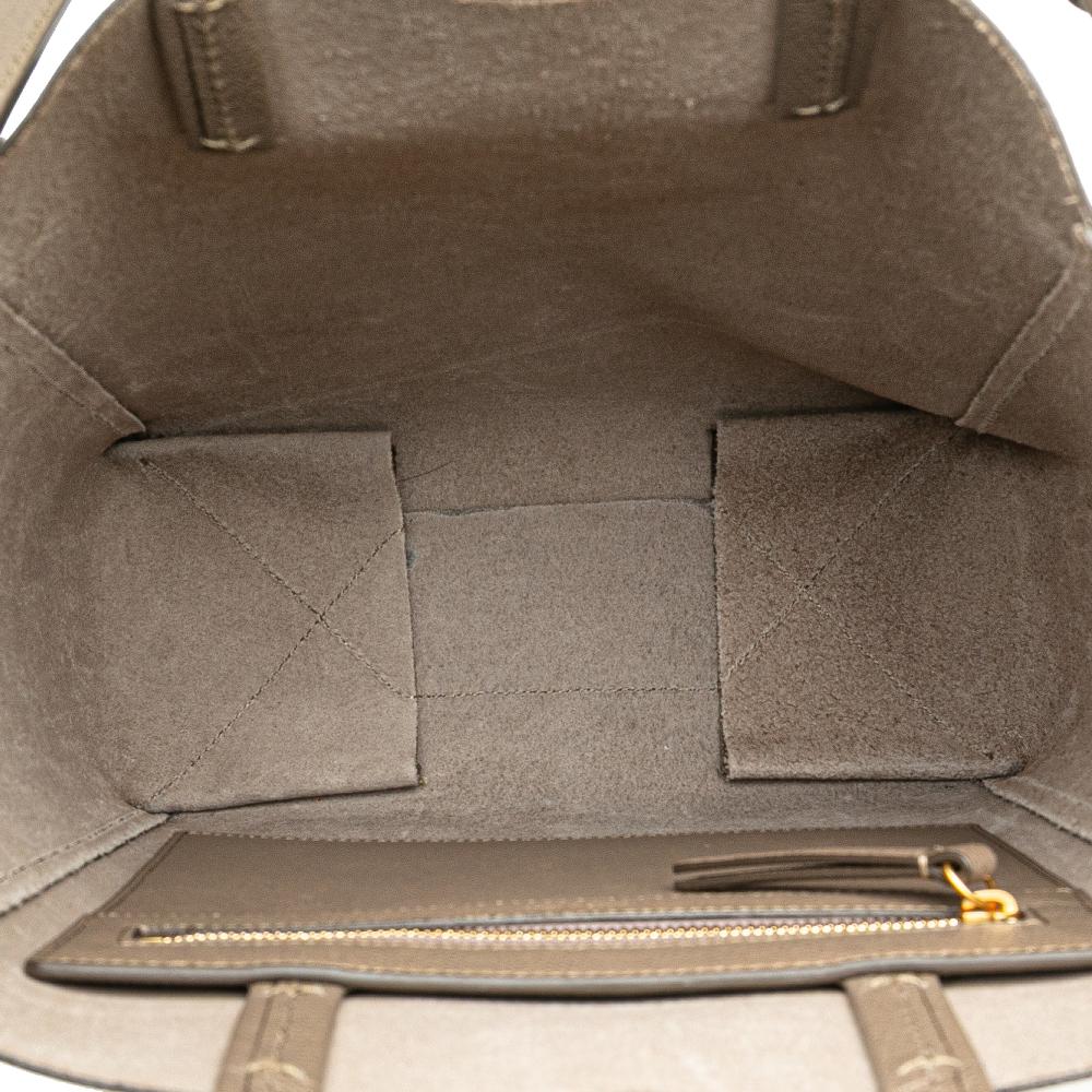 Celine B Celine Brown Beige Calf Leather Small Grained skin Vertical Cabas Satchel Italy