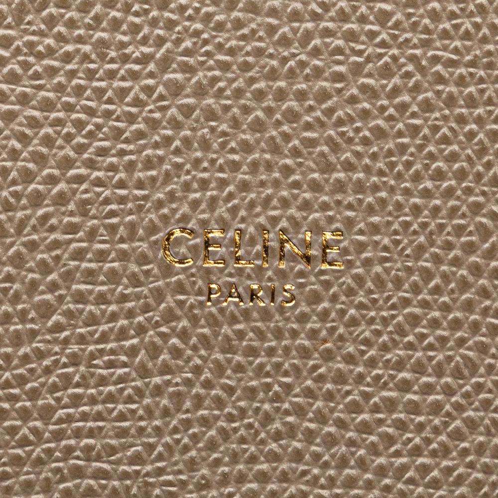 Celine B Celine Brown Beige Calf Leather Small Grained skin Vertical Cabas Satchel Italy