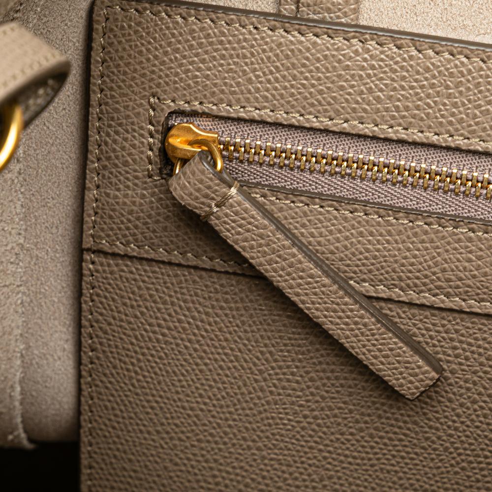 Celine B Celine Brown Beige Calf Leather Small Grained skin Vertical Cabas Satchel Italy