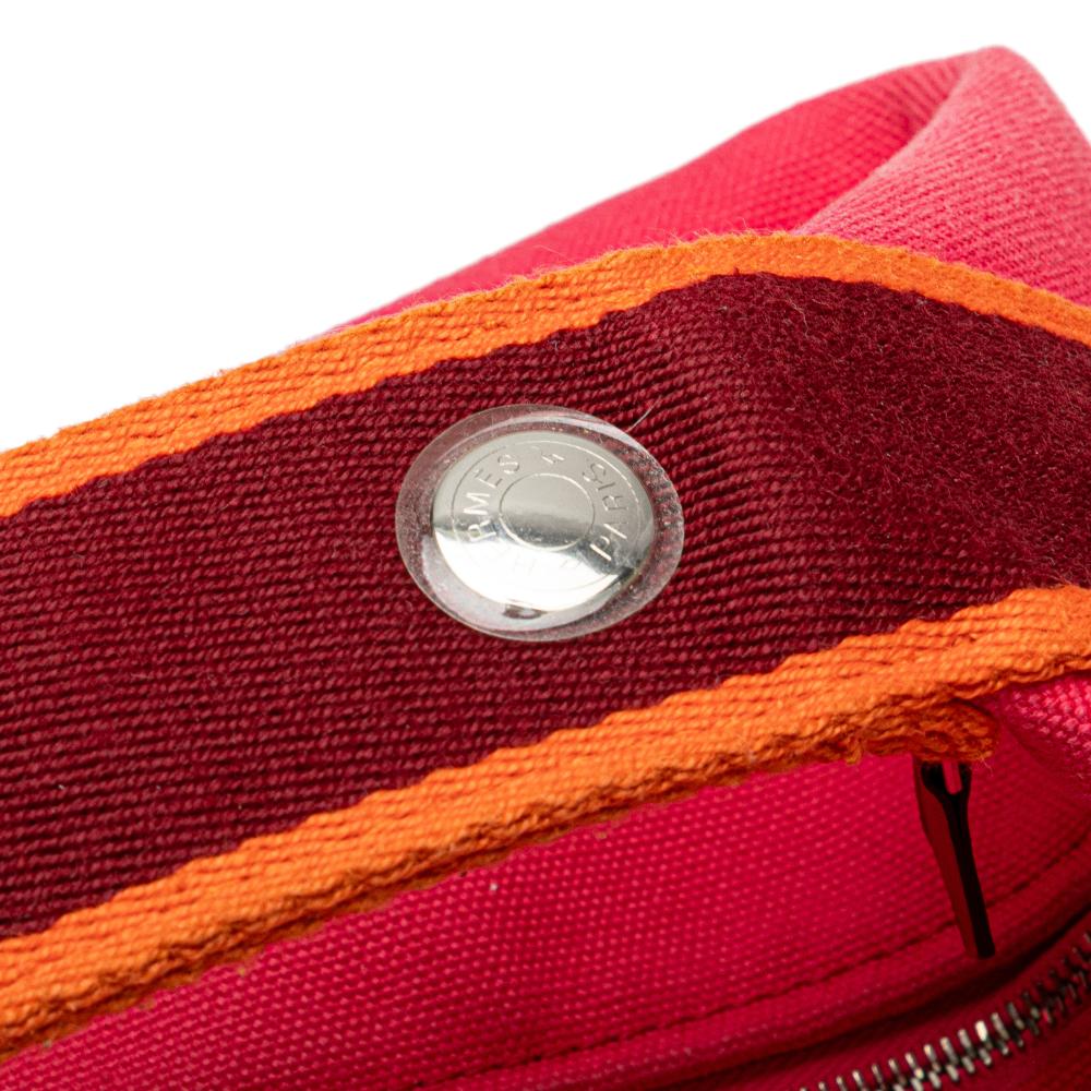 Hermès B Hermès Pink Dark Pink with Red Dark Red Canvas Fabric Large Toile Bride A Brac Case France