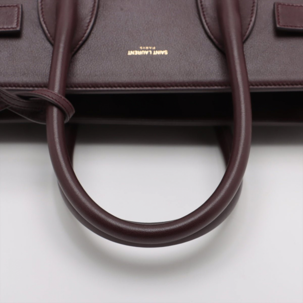 Saint Laurent Sac De Jour Small Leather Tote Handbag Burgundy