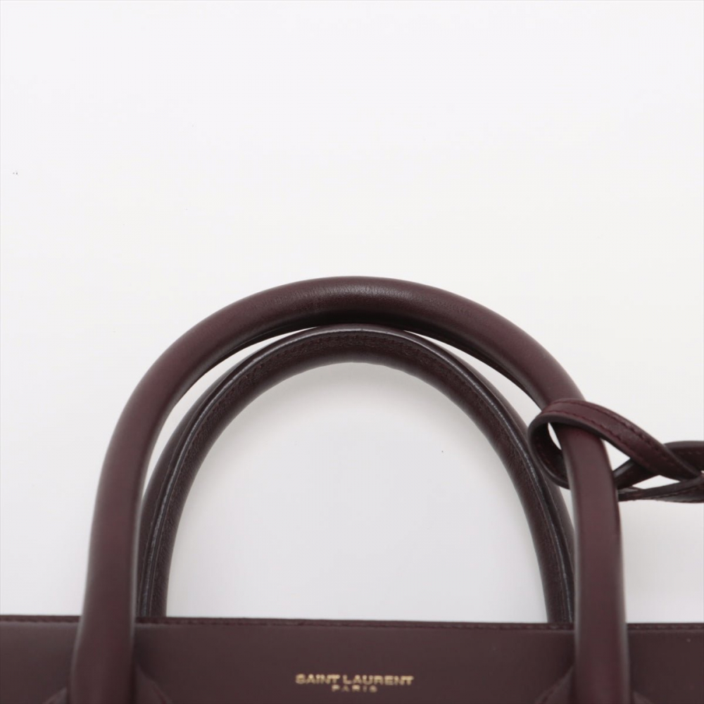 Saint Laurent Sac De Jour Small Leather Tote Handbag Burgundy