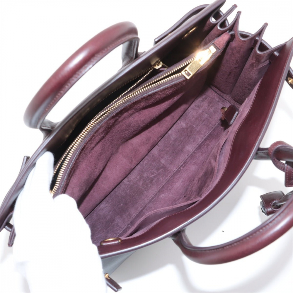 Saint Laurent Sac De Jour Small Leather Tote Handbag Burgundy