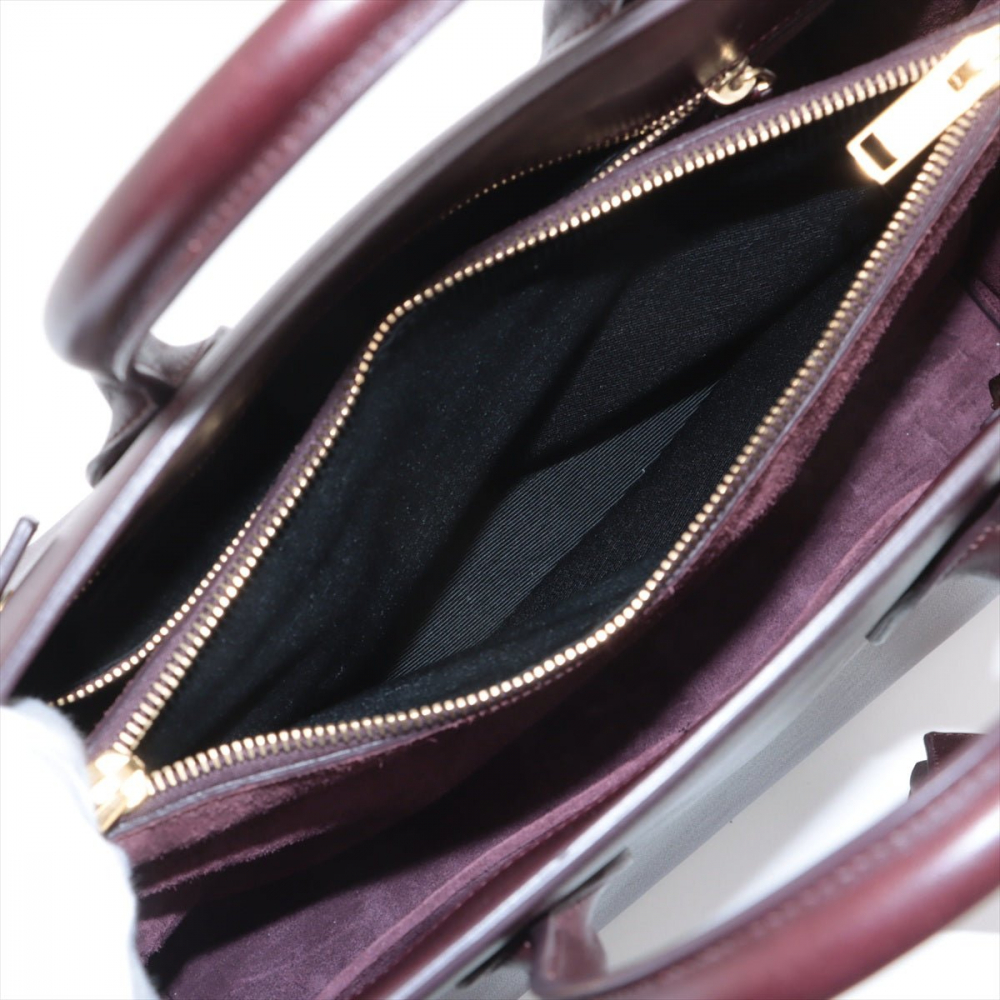 Saint Laurent Sac De Jour Small Leather Tote Handbag Burgundy