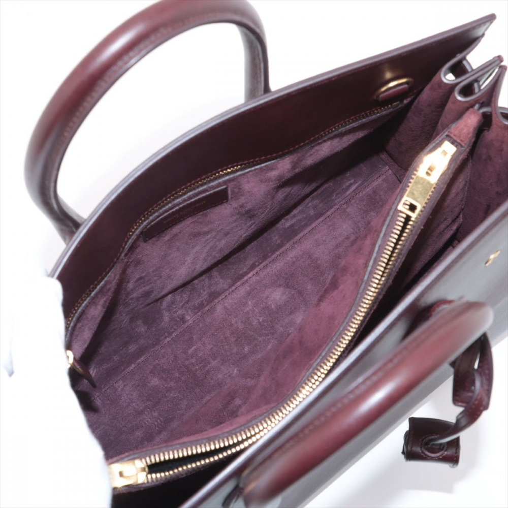 Saint Laurent Sac De Jour Small Leather Tote Handbag Burgundy