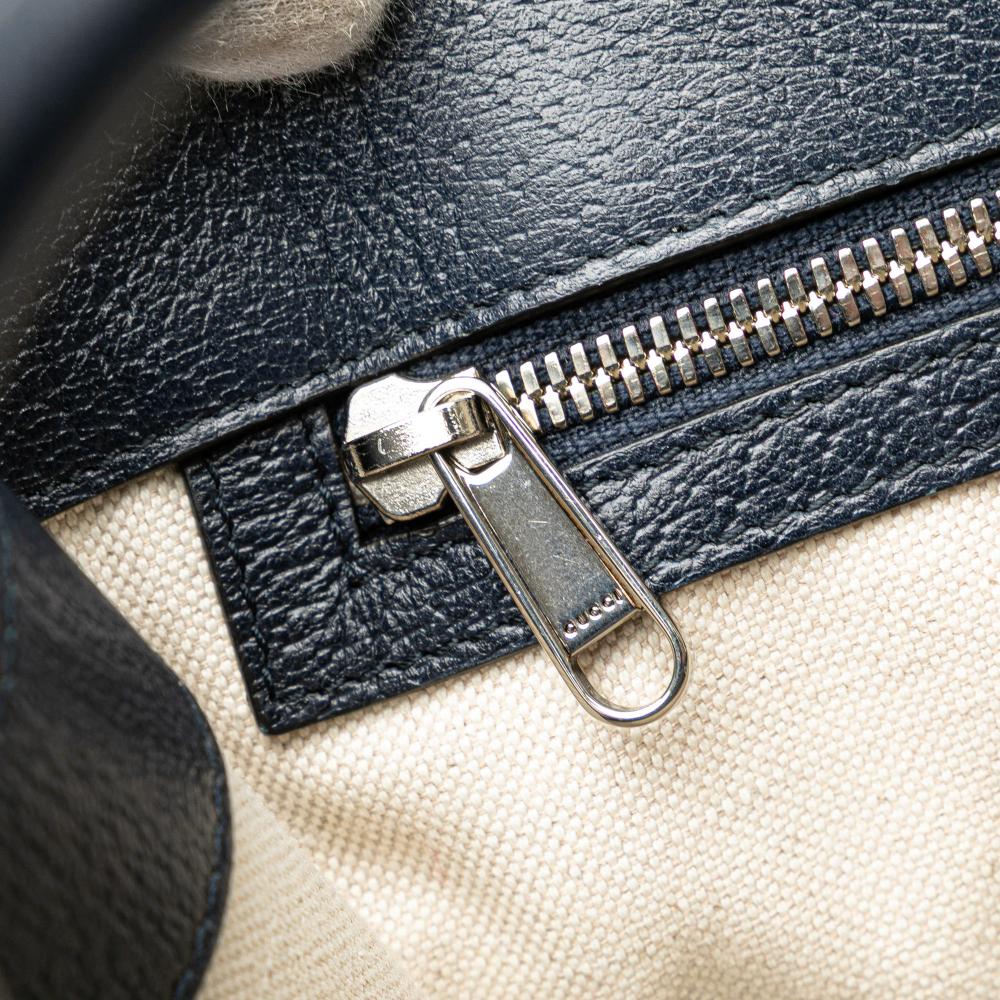 Gucci B Gucci Blue Canvas Fabric Small GG Interlocking G Tote Italy