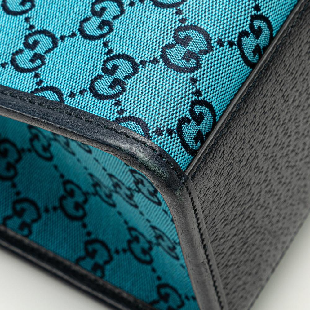Gucci B Gucci Blue Canvas Fabric Small GG Interlocking G Tote Italy