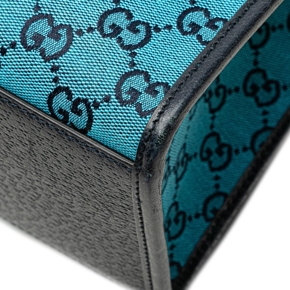 Gucci B Gucci Blue Canvas Fabric Small GG Interlocking G Tote Italy