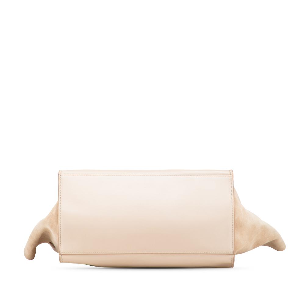 Celine B Celine Brown Beige with Black Calf Leather Medium Bicolor skin and Suede Trapeze Satchel Italy