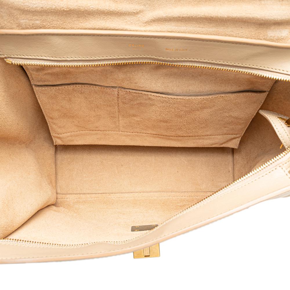 Celine B Celine Brown Beige with Black Calf Leather Medium Bicolor skin and Suede Trapeze Satchel Italy