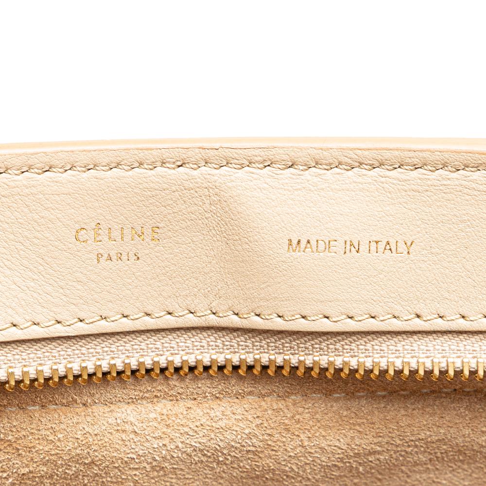Celine B Celine Brown Beige with Black Calf Leather Medium Bicolor skin and Suede Trapeze Satchel Italy