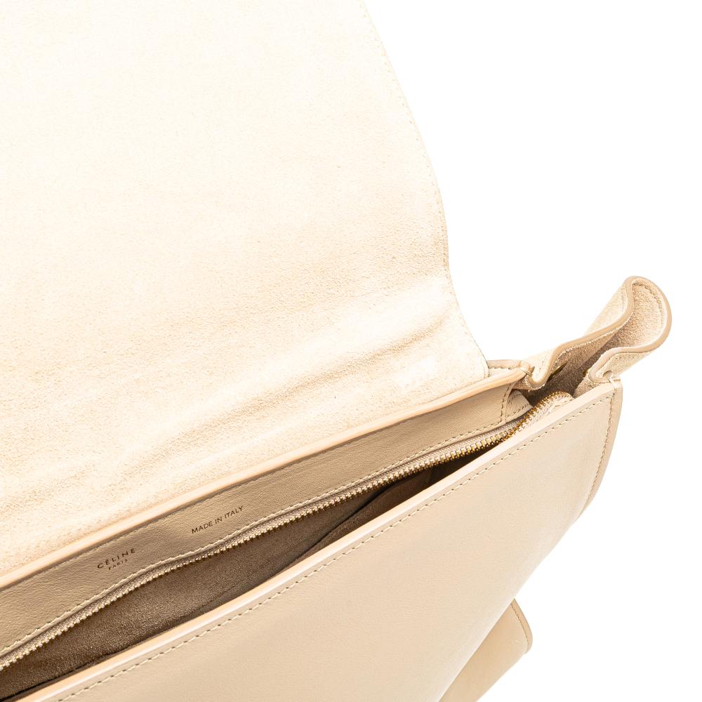 Celine B Celine Brown Beige with Black Calf Leather Medium Bicolor skin and Suede Trapeze Satchel Italy