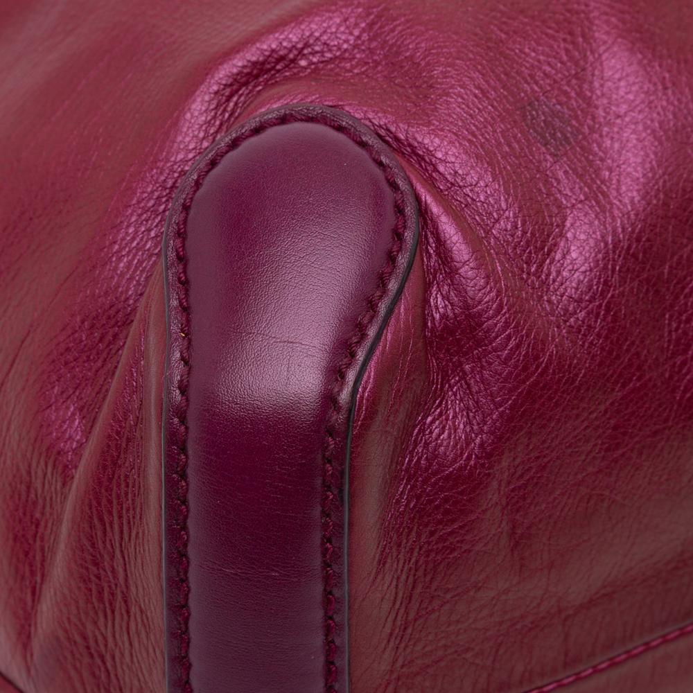 Gucci B Gucci Purple Magenta Calf Leather Medium Metallic Galaxy Chain Shoulder Bag Italy