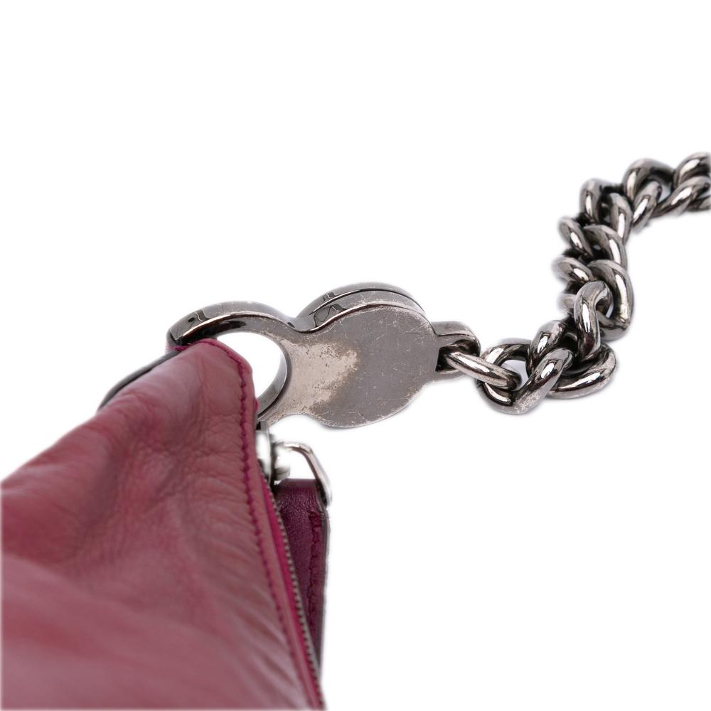 Gucci B Gucci Purple Magenta Calf Leather Medium Metallic Galaxy Chain Shoulder Bag Italy