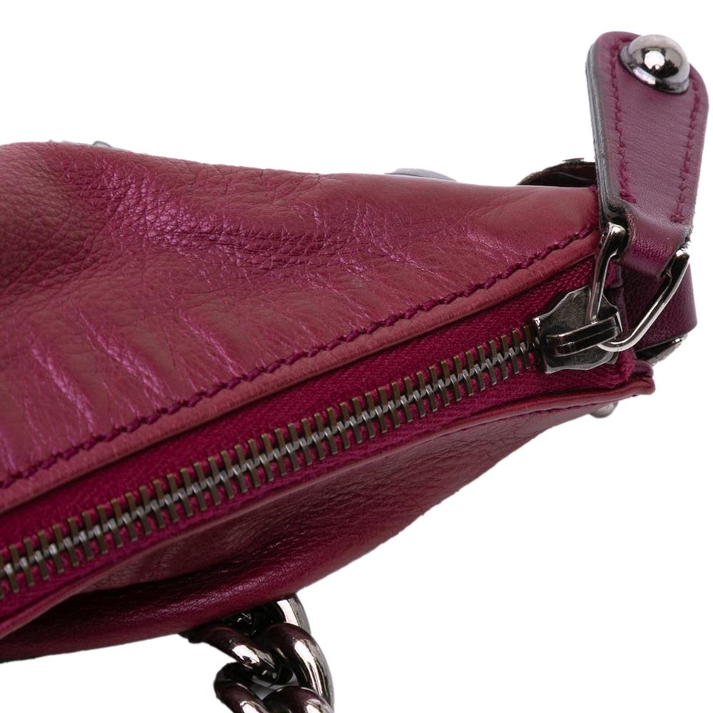 Gucci B Gucci Purple Magenta Calf Leather Medium Metallic Galaxy Chain Shoulder Bag Italy