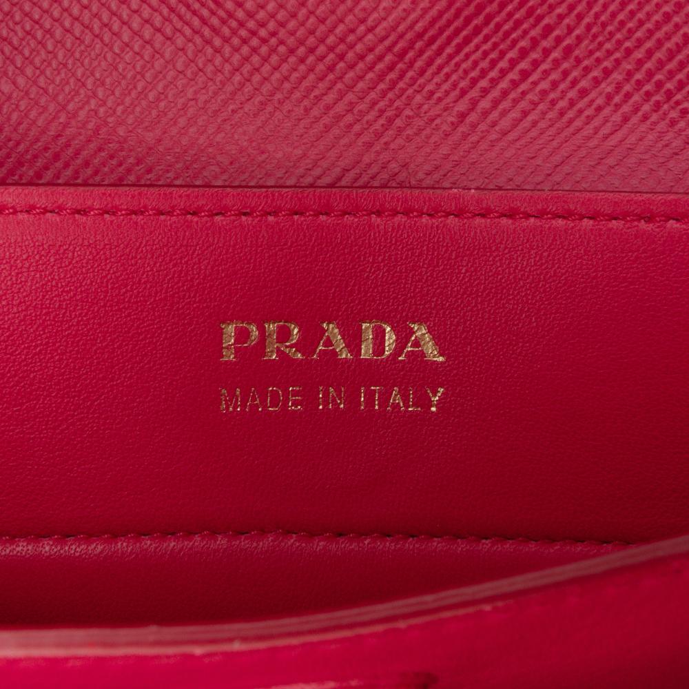 Prada B Prada Brown Beige with Pink Canvas Fabric Large Saffiano Trimmed Canapa Double Satchel Italy