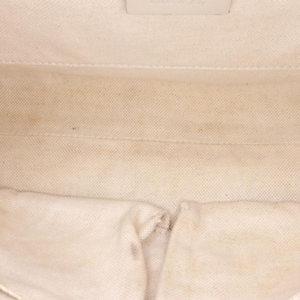 Gucci B Gucci Brown Beige with White Canvas Fabric Medium GG Emily Shoulder Bag Italy