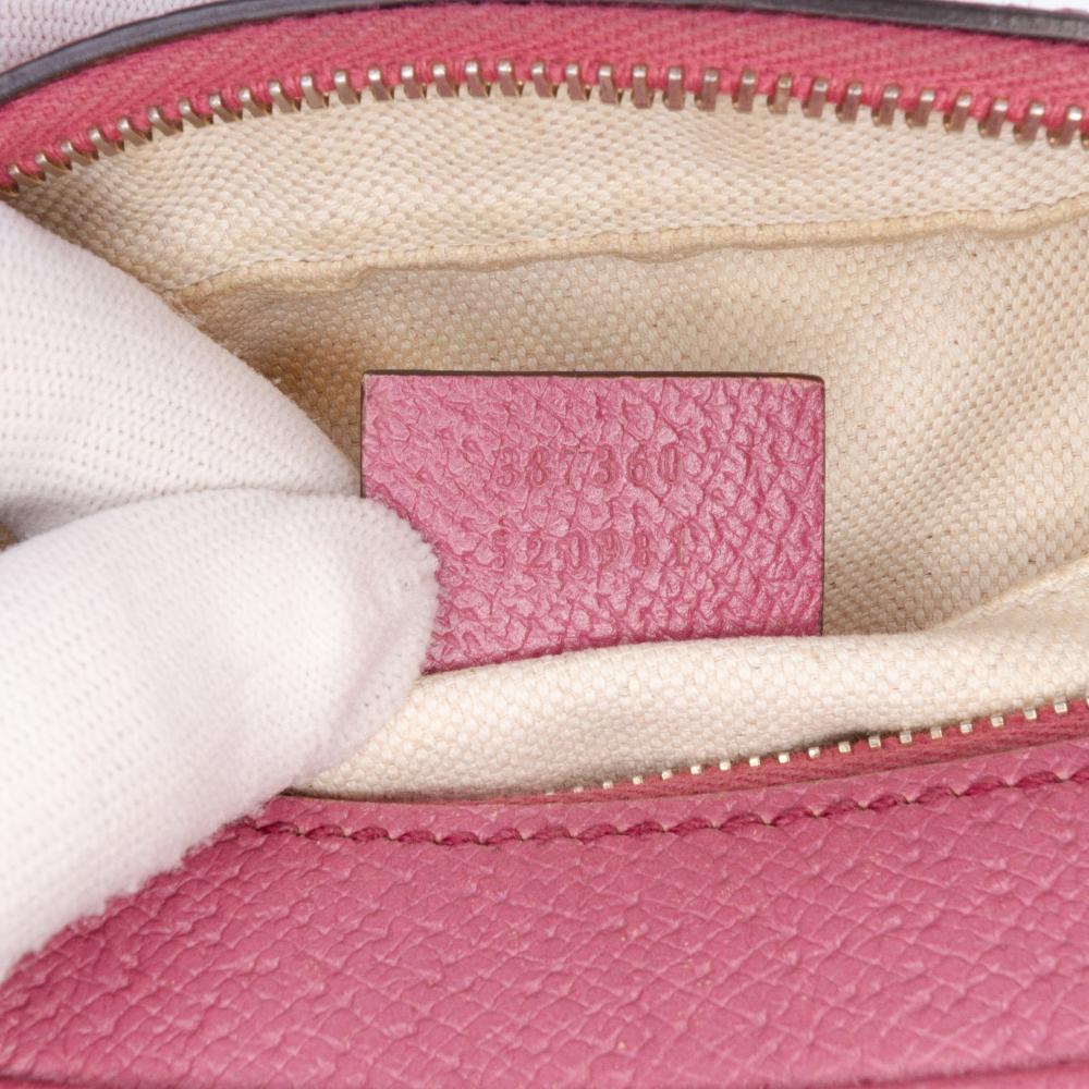 Gucci B Gucci Brown Beige with Pink Canvas Fabric GG Bree Crossbody Italy