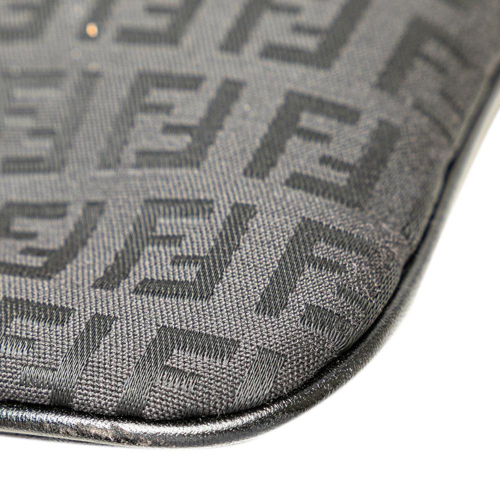 Fendi B Fendi Black Canvas Fabric Zucchino Crossbody Italy
