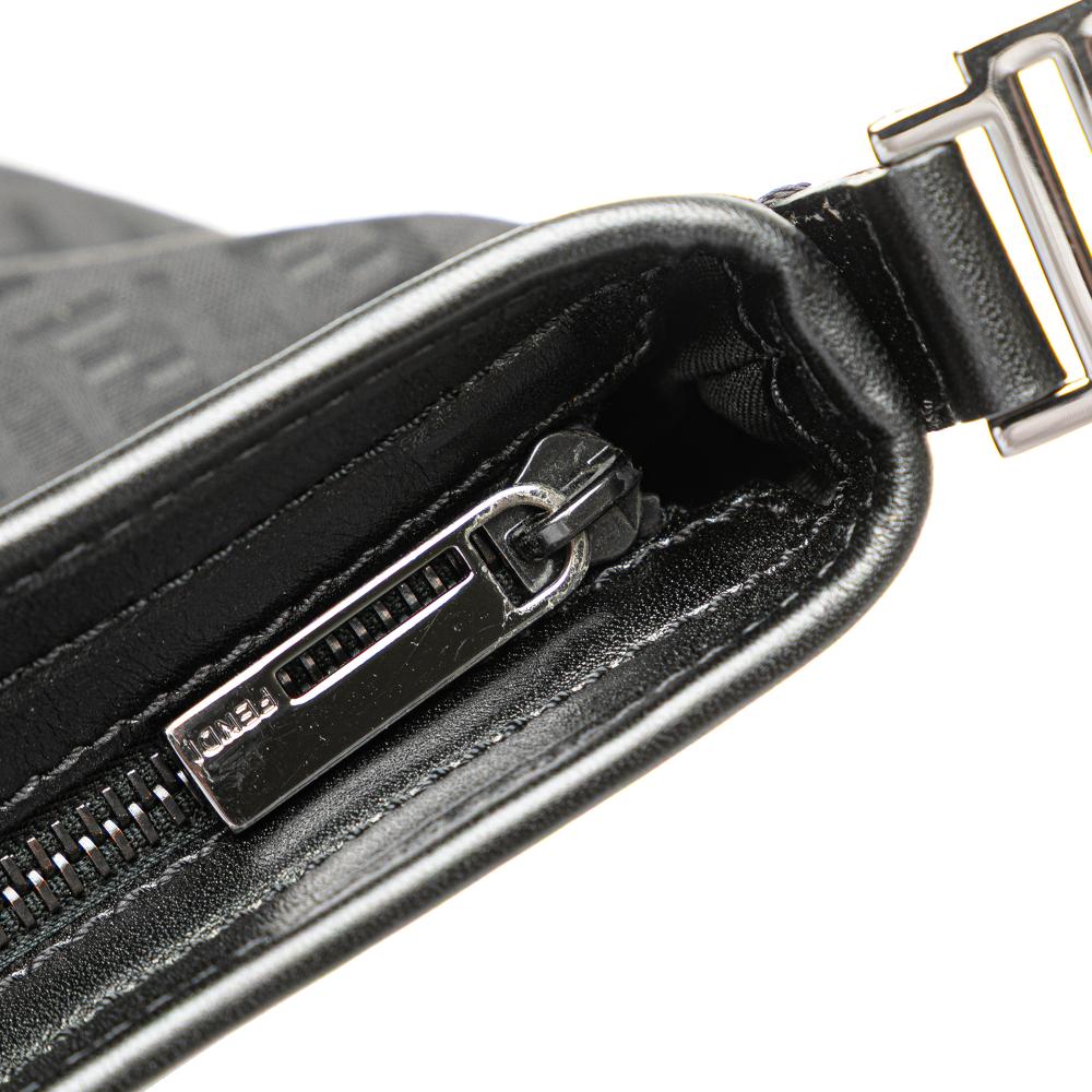 Fendi B Fendi Black Canvas Fabric Zucchino Crossbody Italy