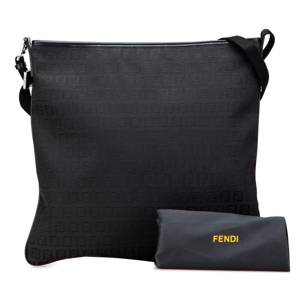 Fendi B Fendi Black Canvas Fabric Zucchino Crossbody Italy