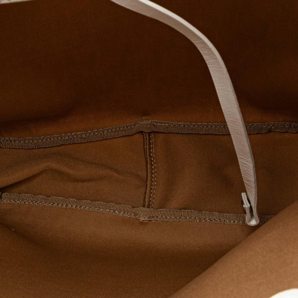 Fendi B Fendi Brown Beige with White Canvas Fabric Zucchino Tote Italy