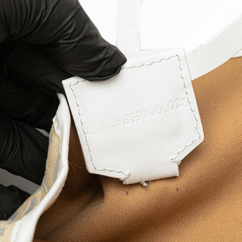 Fendi B Fendi Brown Beige with White Canvas Fabric Zucchino Tote Italy