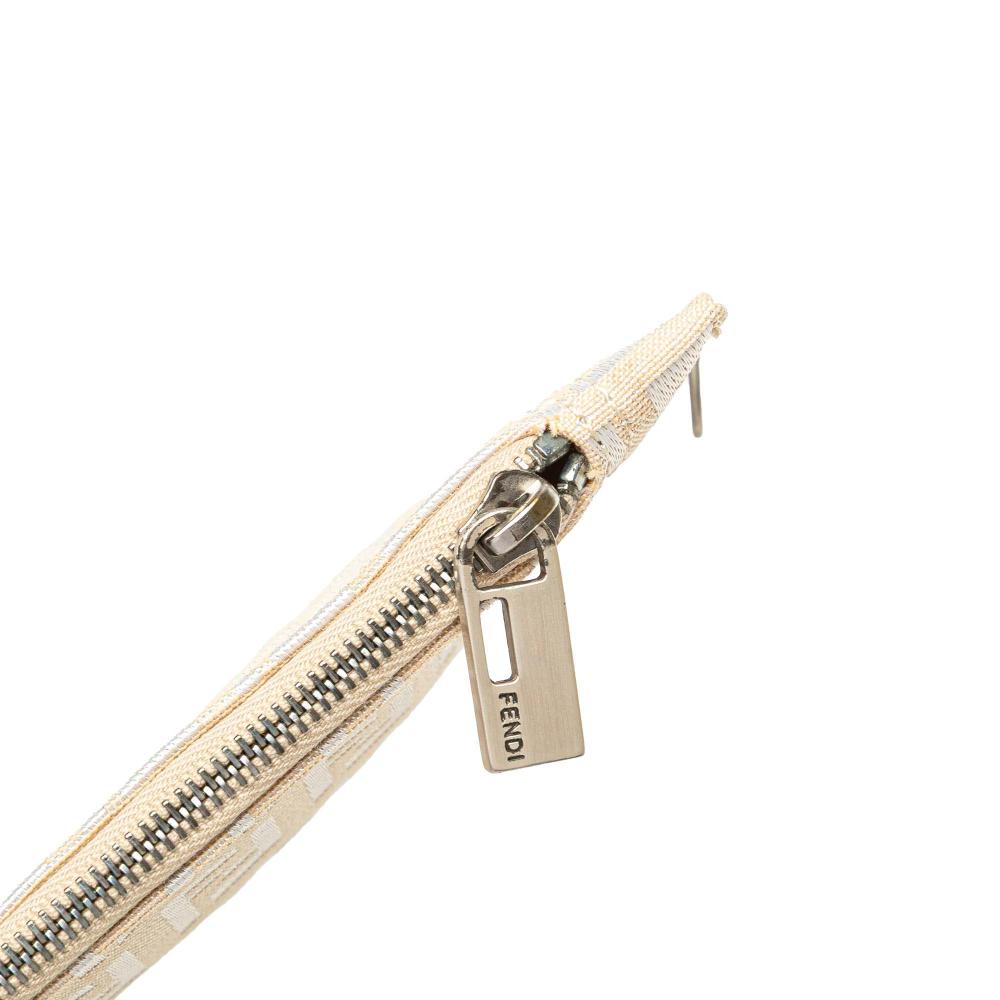 Fendi B Fendi Brown Beige with White Canvas Fabric Zucchino Tote Italy