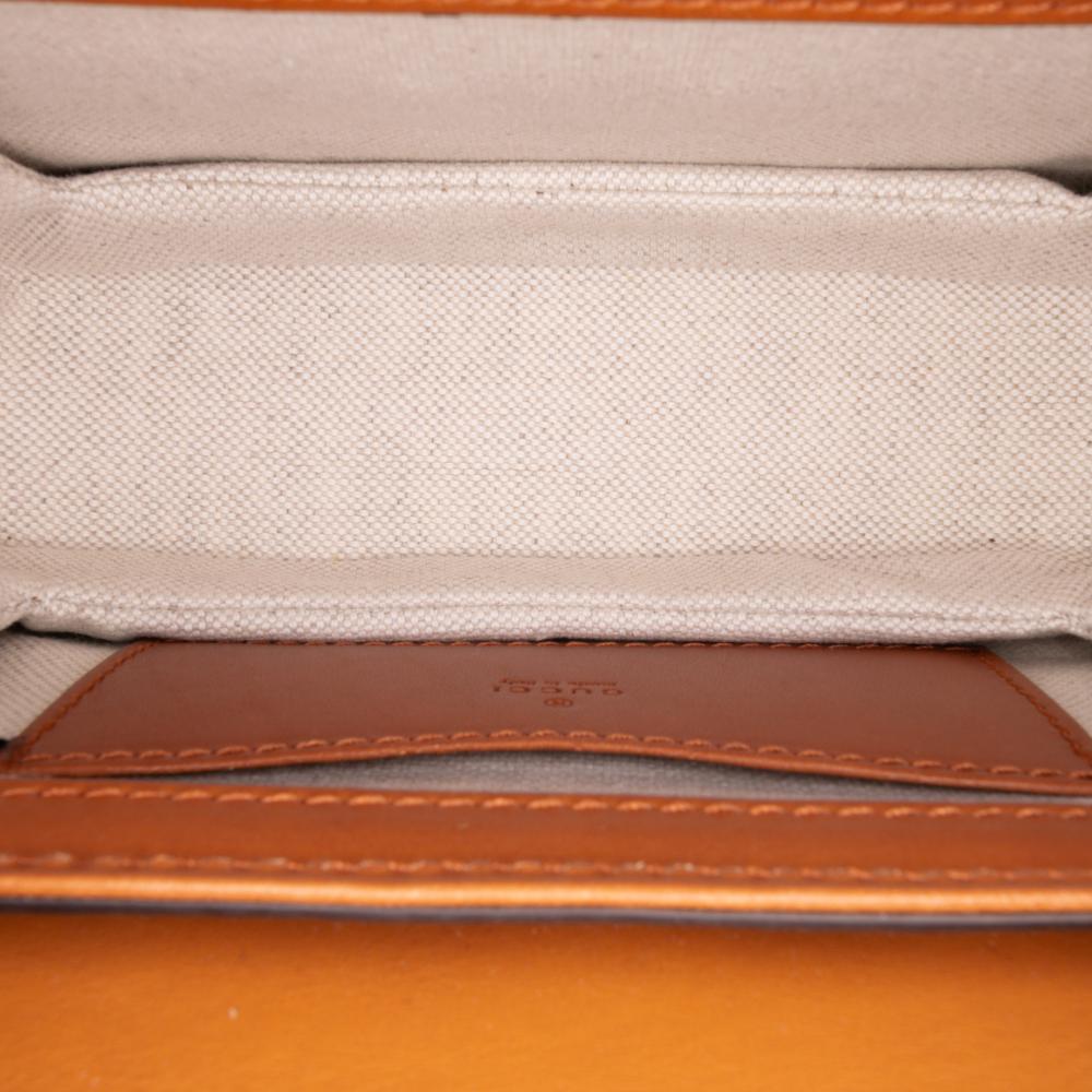 Gucci AB Gucci Brown Beige Coated Canvas Fabric Mini GG Supreme Web Bamboo 1947 Belt Bag Italy