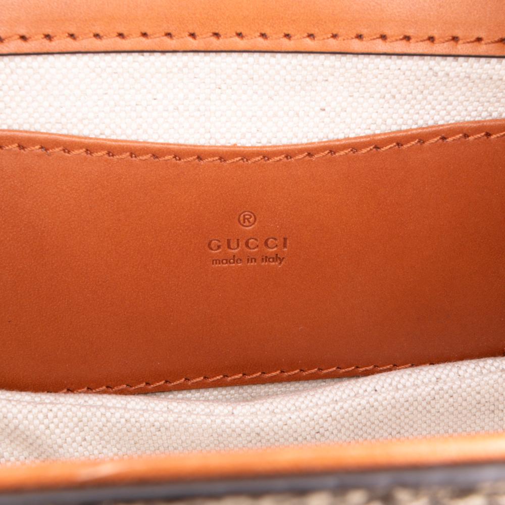 Gucci AB Gucci Brown Beige Coated Canvas Fabric Mini GG Supreme Web Bamboo 1947 Belt Bag Italy