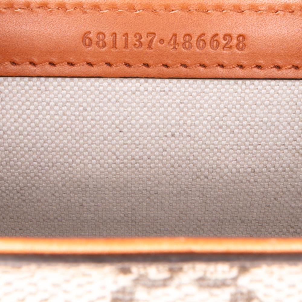 Gucci AB Gucci Brown Beige Coated Canvas Fabric Mini GG Supreme Web Bamboo 1947 Belt Bag Italy