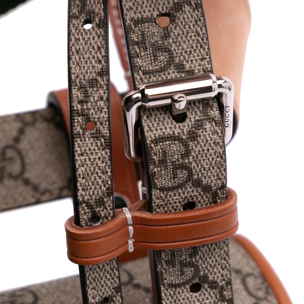 Gucci AB Gucci Brown Beige Coated Canvas Fabric Mini GG Supreme Web Bamboo 1947 Belt Bag Italy
