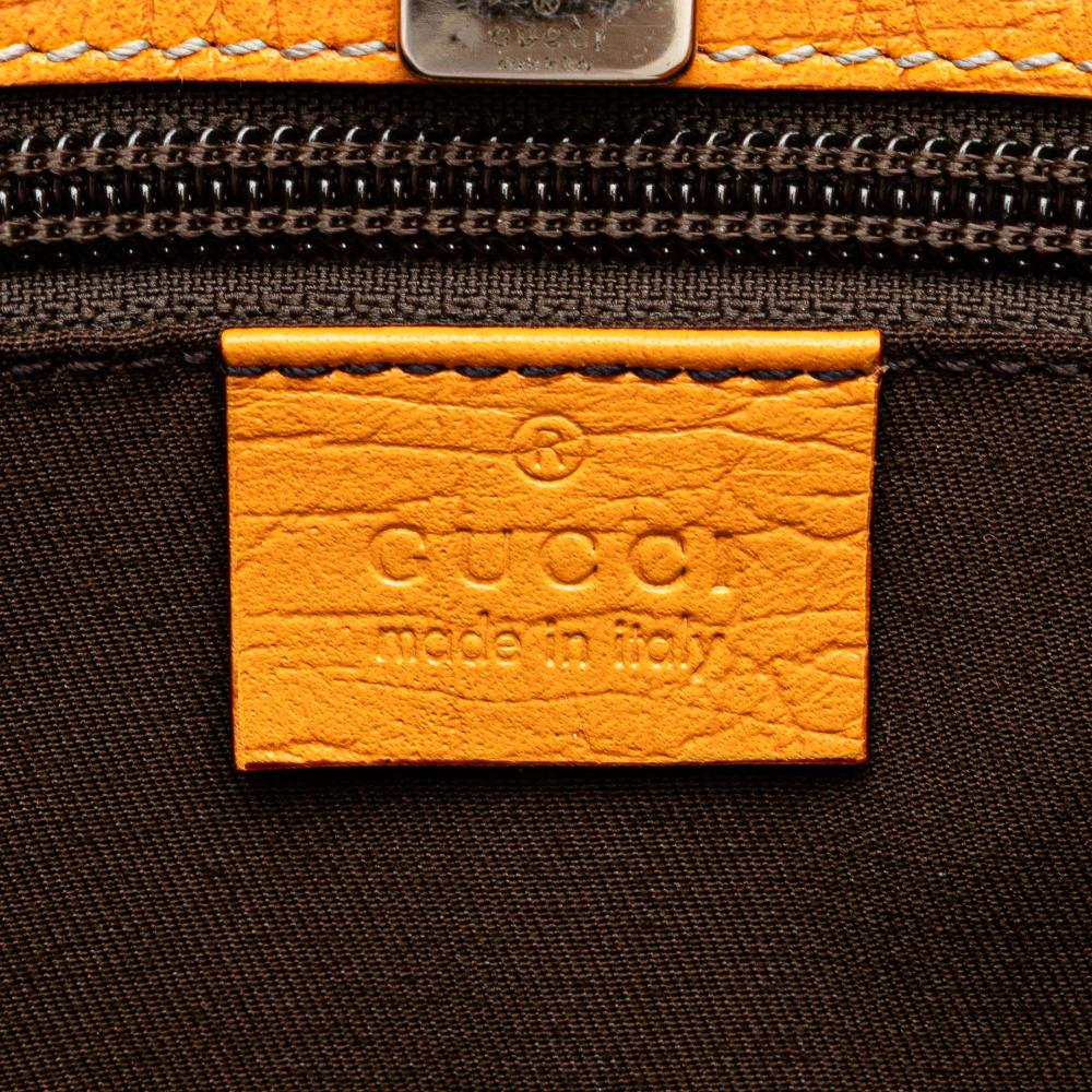Gucci B Gucci Brown Beige with Orange Coated Canvas Fabric GG Supreme Joy Tote Italy