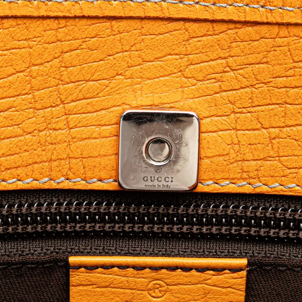 Gucci B Gucci Brown Beige with Orange Coated Canvas Fabric GG Supreme Joy Tote Italy