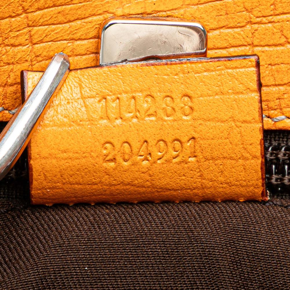 Gucci B Gucci Brown Beige with Orange Coated Canvas Fabric GG Supreme Joy Tote Italy