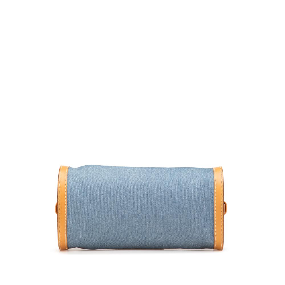 Hermès B Hermès Blue Denim with Brown Light Brown Denim Fabric and Calfskin Sac Doremi 33 France