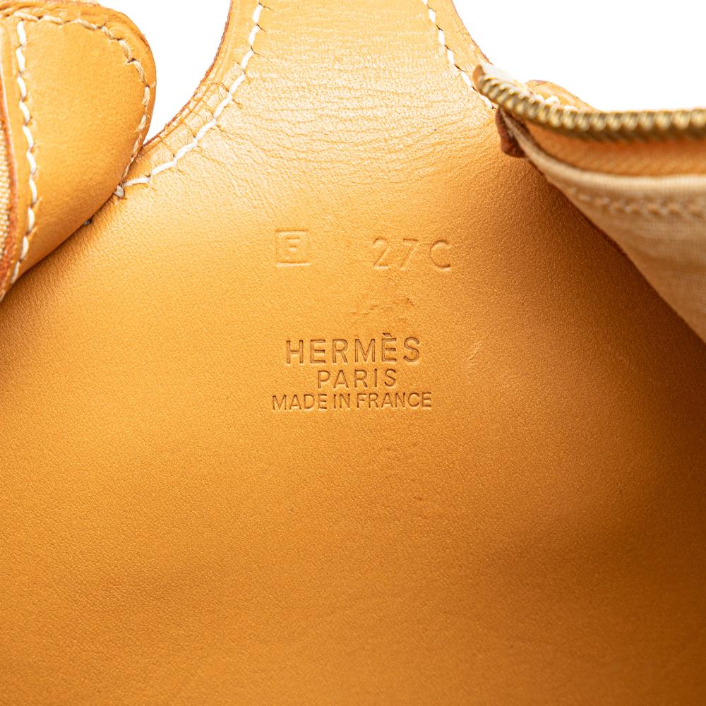 Hermès B Hermès Blue Denim with Brown Light Brown Denim Fabric and Calfskin Sac Doremi 33 France