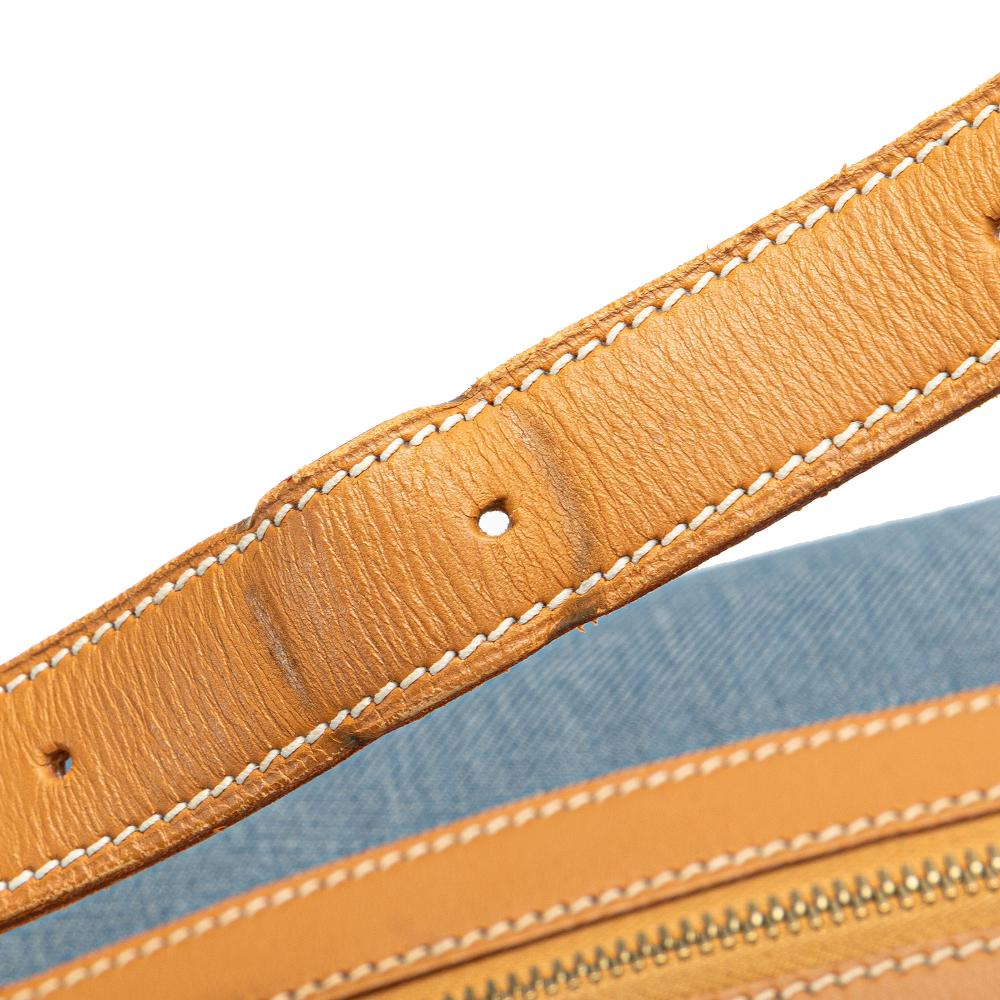 Hermès B Hermès Blue Denim with Brown Light Brown Denim Fabric and Calfskin Sac Doremi 33 France