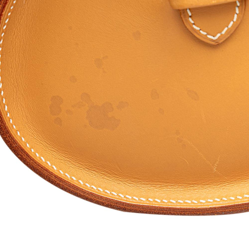 Hermès B Hermès Blue Denim with Brown Light Brown Denim Fabric and Calfskin Sac Doremi 33 France