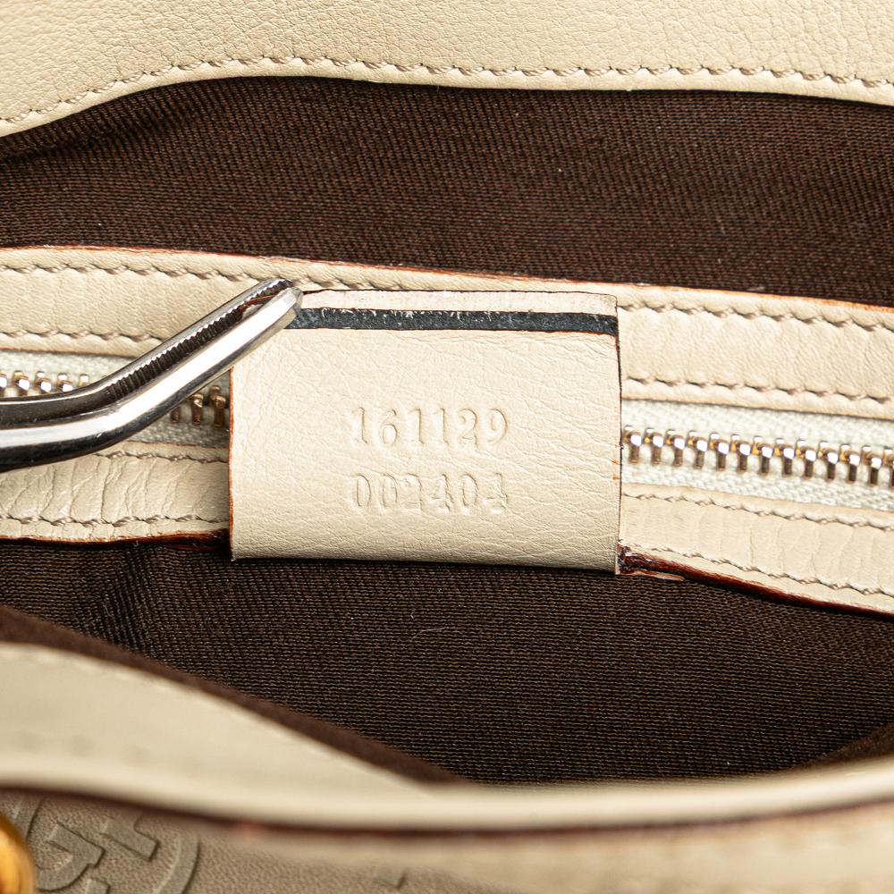 Gucci B Gucci Brown Light Beige Calf Leather Guccissima Tote Italy