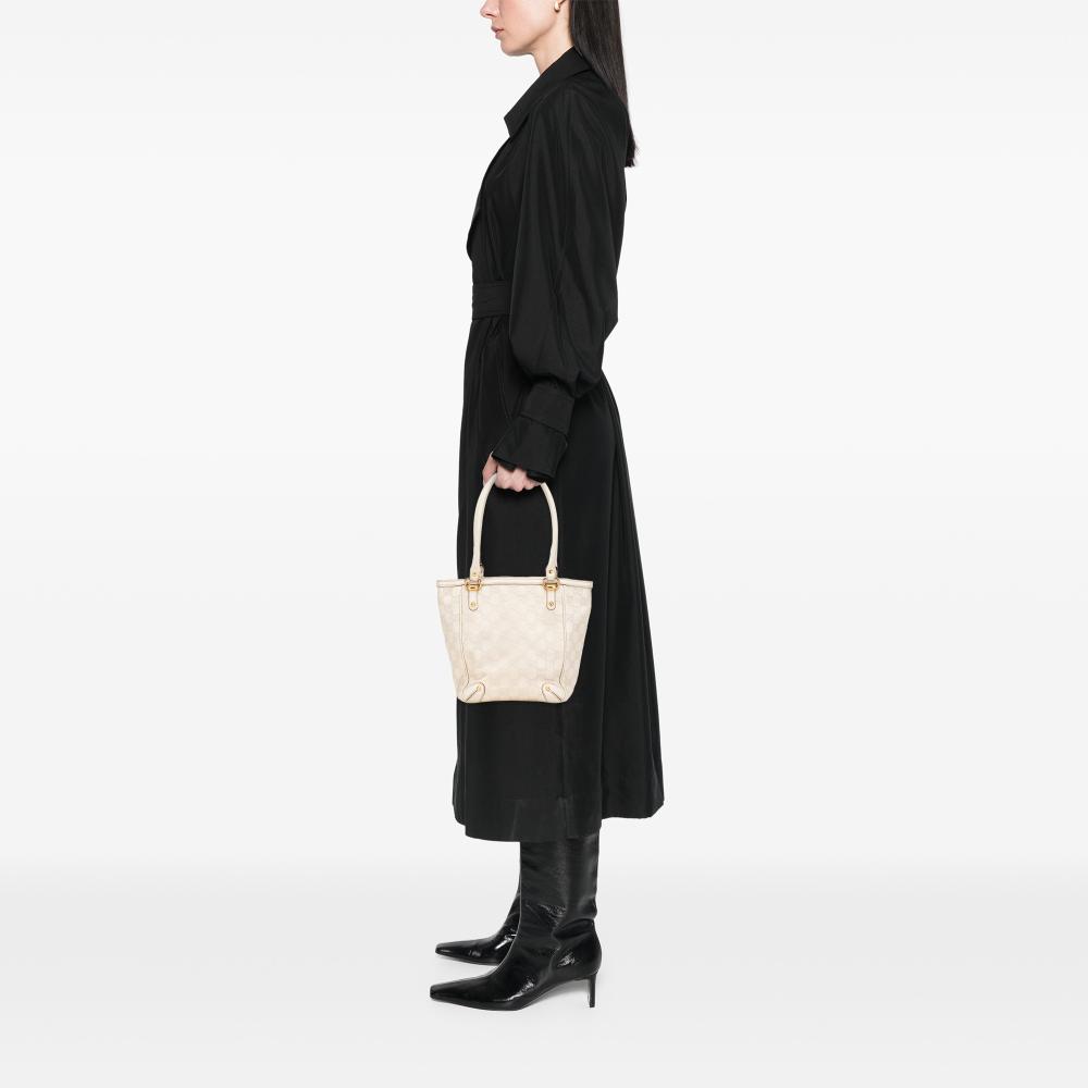 Gucci B Gucci Brown Light Beige Calf Leather Guccissima Tote Italy