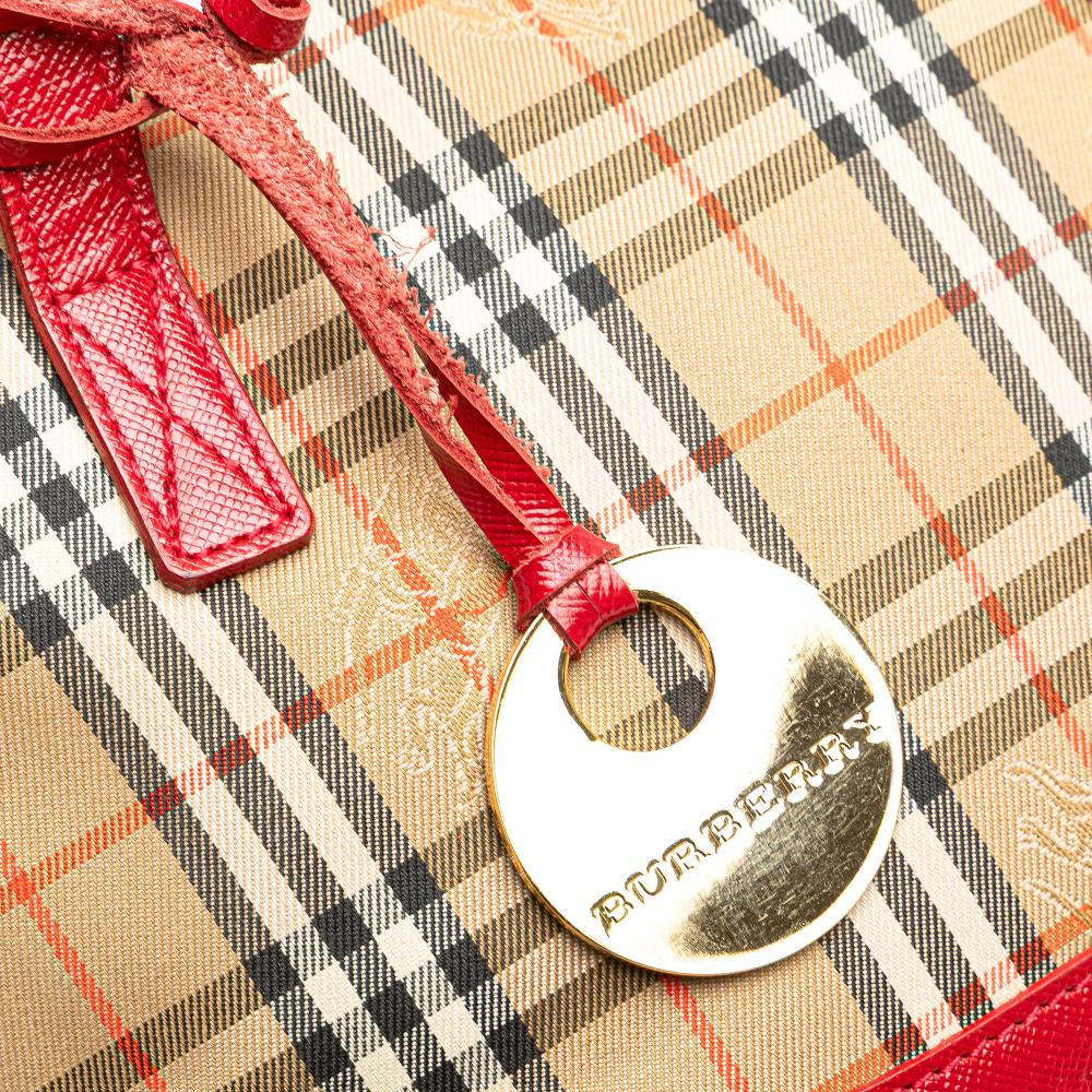 Burberry B Burberry Brown Beige Canvas Fabric Haymarket Check Handbag United Kingdom