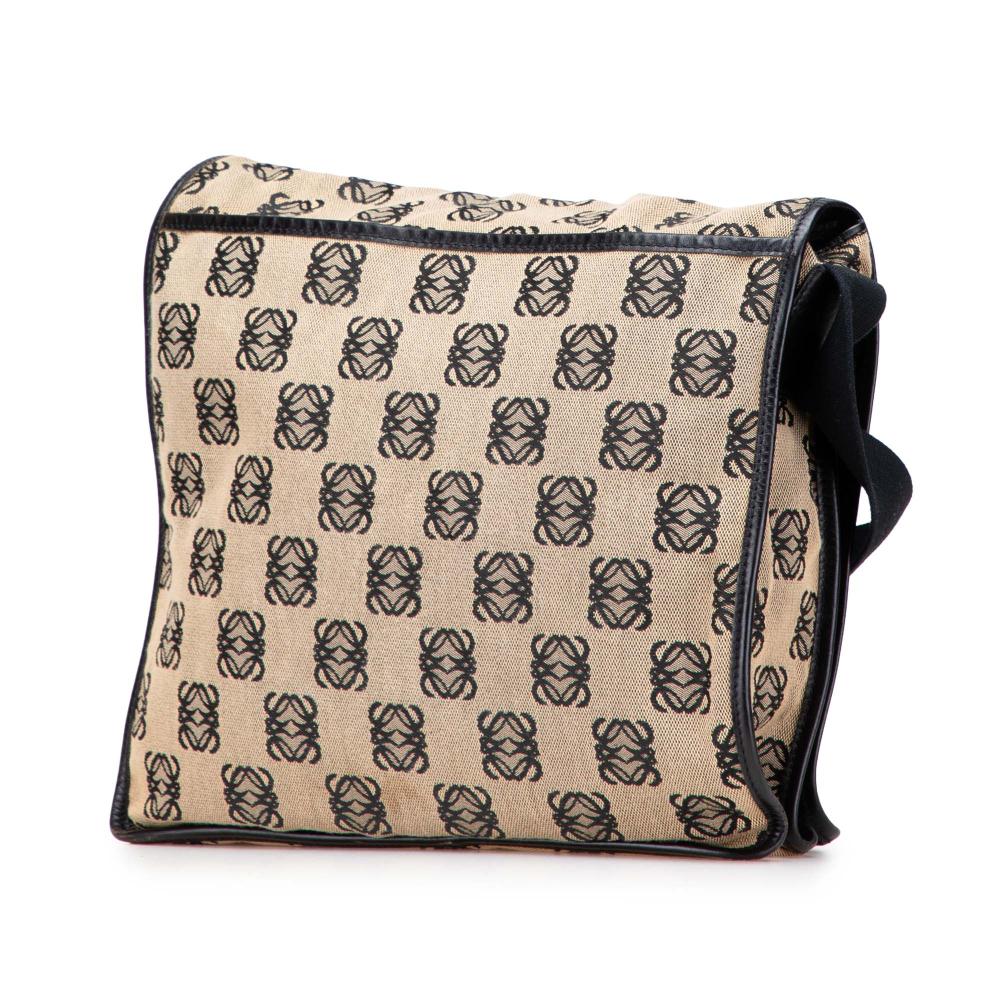 Loewe B LOEWE Brown Beige Canvas Fabric Anagram Messenger Bag Spain